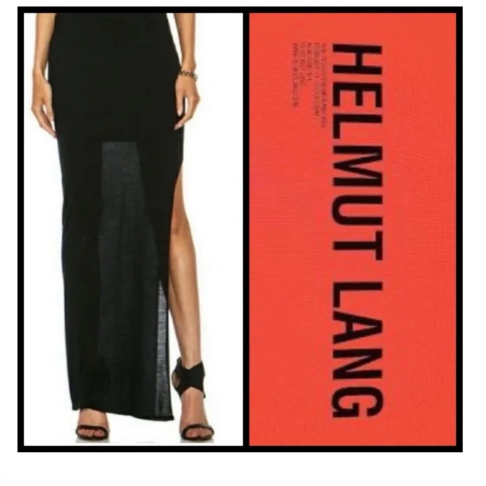 Helmut Lang Black modal nylon High Slit Maxi Skirt lightweight S $210 USA made